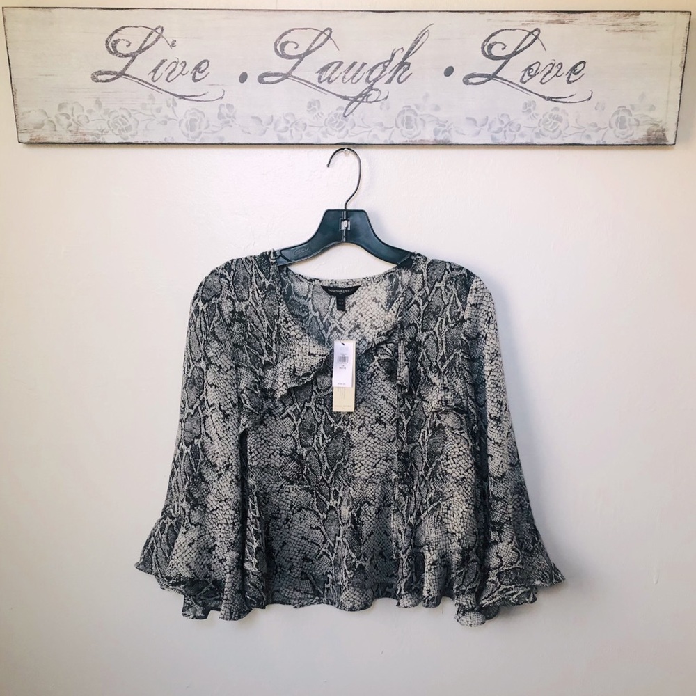 BANANA REPUBLIC Snake Print Ruffle Blouse
